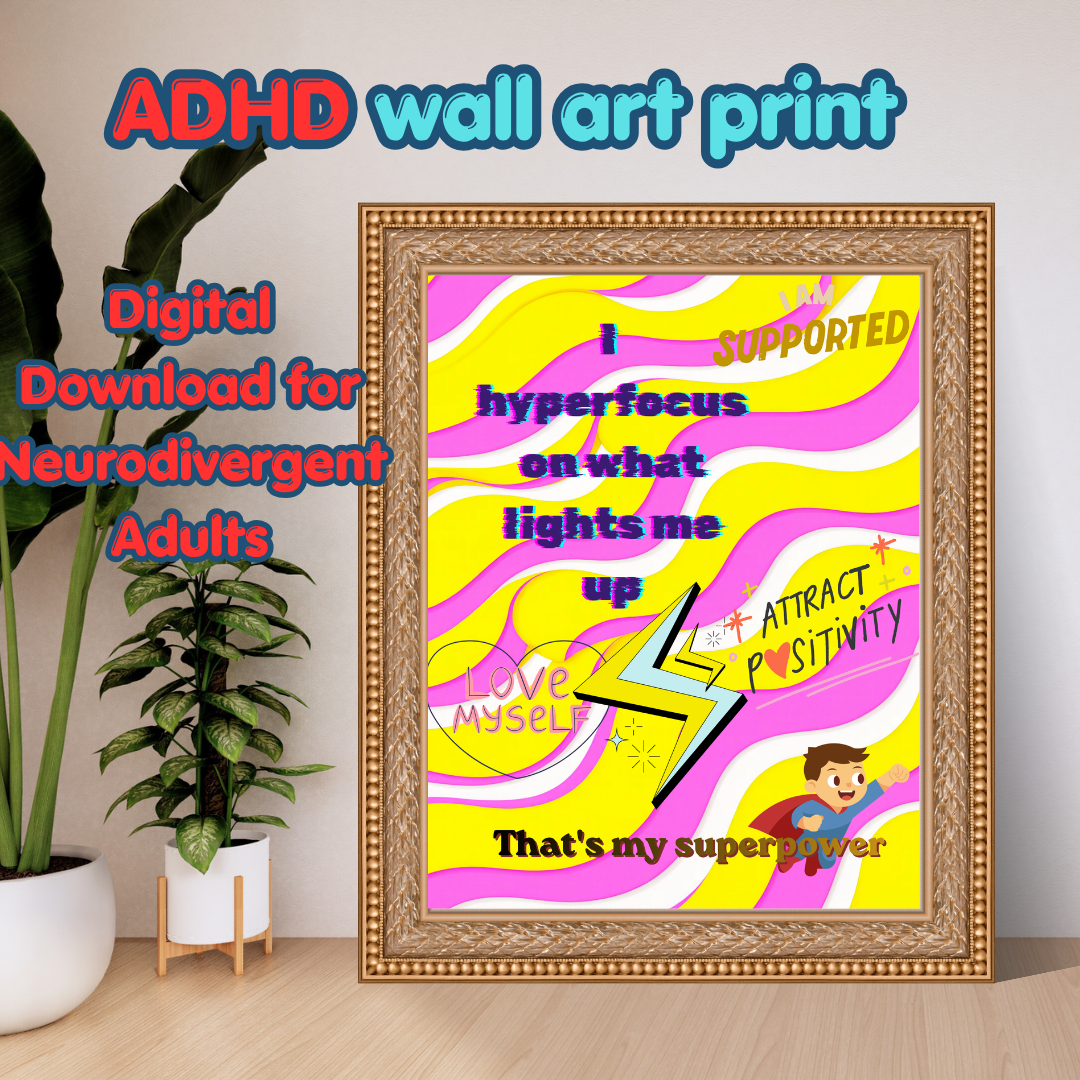 ADHD Affirmation Wall Art Pack | 5 Bold Printable Posters | Neurodivergent Digital Download - Image 5