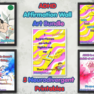 5 bold, colorful ADHD affirmation wall art prints