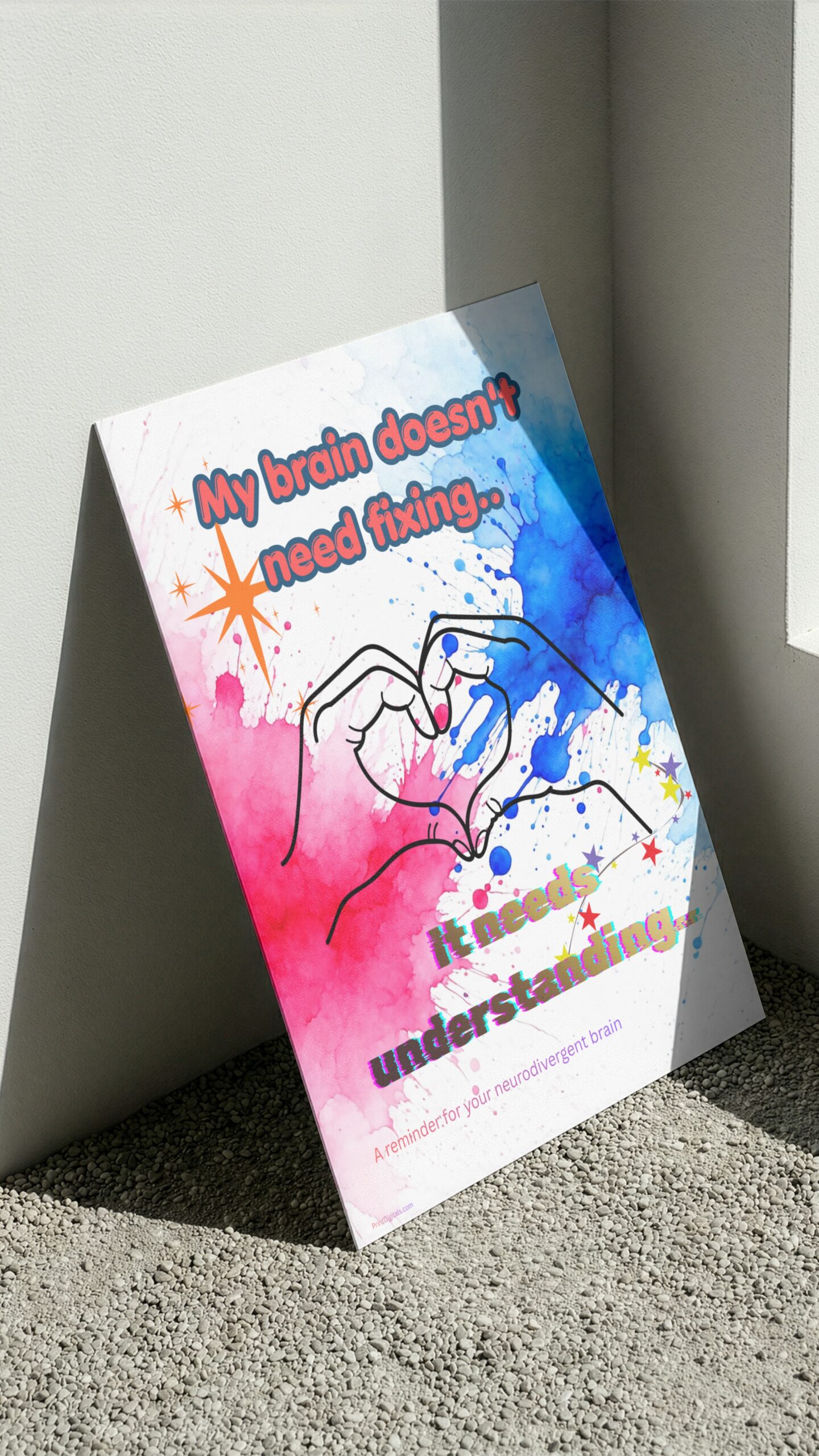 ADHD Affirmation Print | My Brain Doesn't Need Fixing | Neurodivergent Wall Art | Instant Digital Download - Image 2